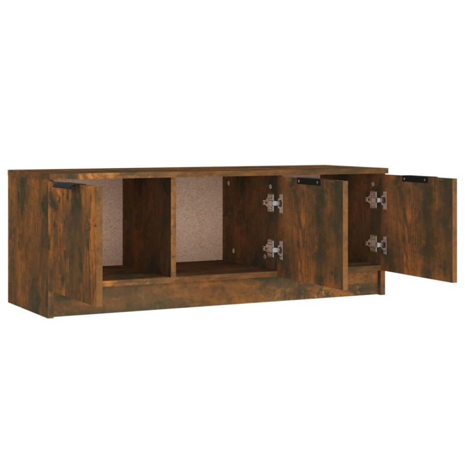 Mueble de TV madera contrachapada roble ahumado 102x35x36,5