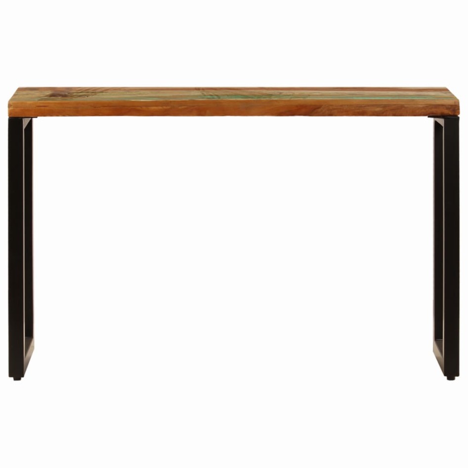 Mesa consola madera maciza reciclada y acero 120x35x76