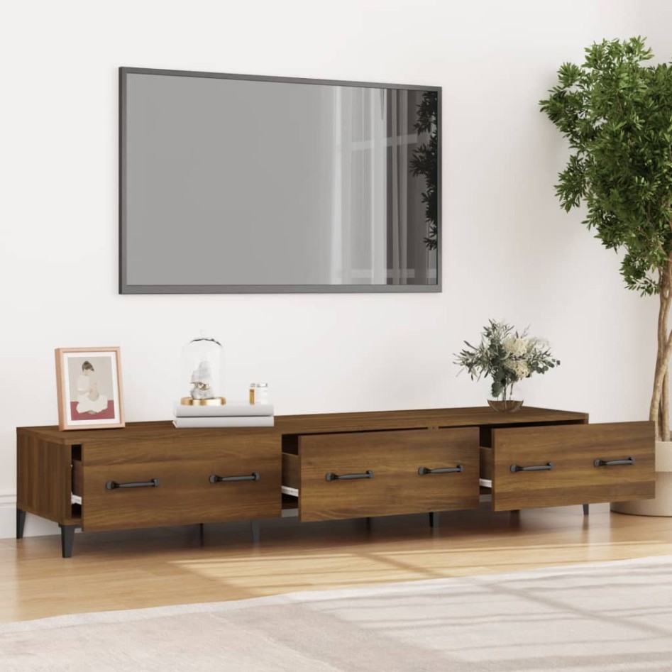 Mueble de TV madera contrachapada roble ahumado 150x34,5x30