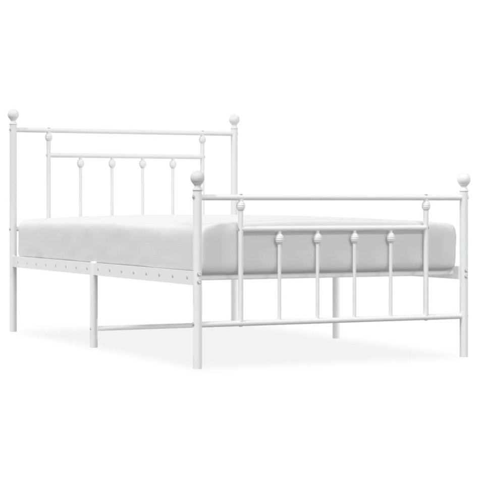 Estructura cama sin colchón con estribo metal blanco 100x200