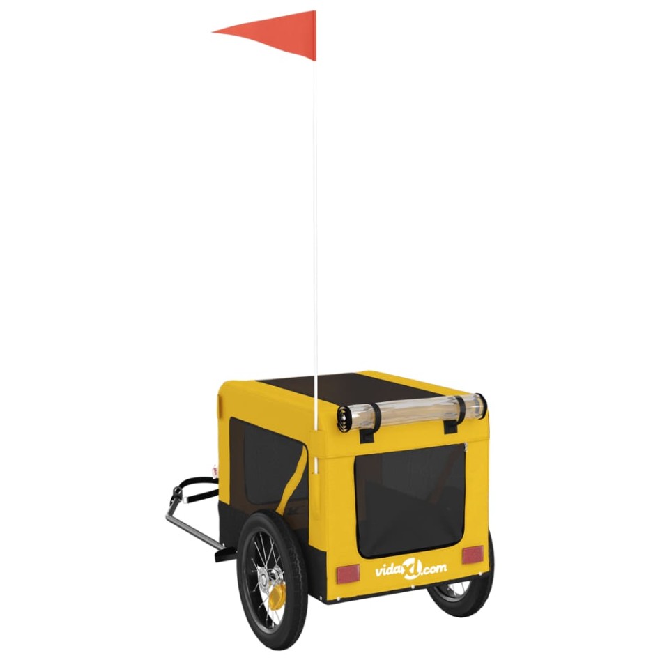 Remolque bicicleta mascotas hierro tela Oxford amarillo
