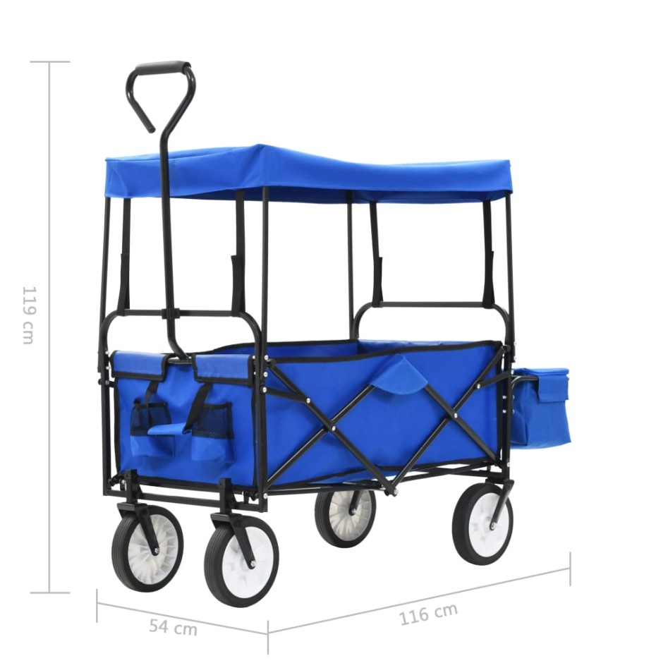 Carrito de mano plegable de acero con capota