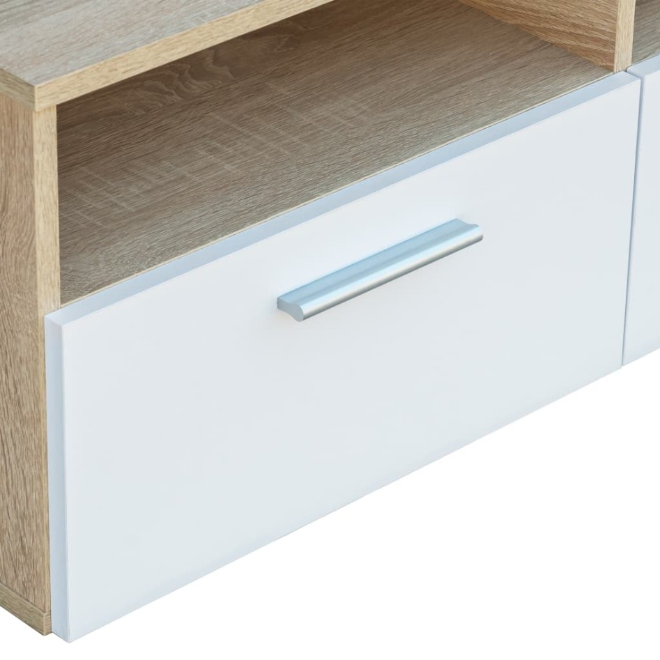 Mueble de TV madera de ingeniería roble y blanco 95x35x36