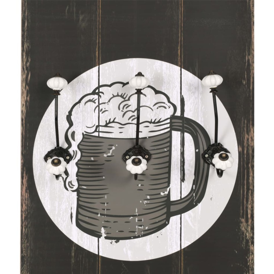 Perchero de pared con 6 ganchos 120x40