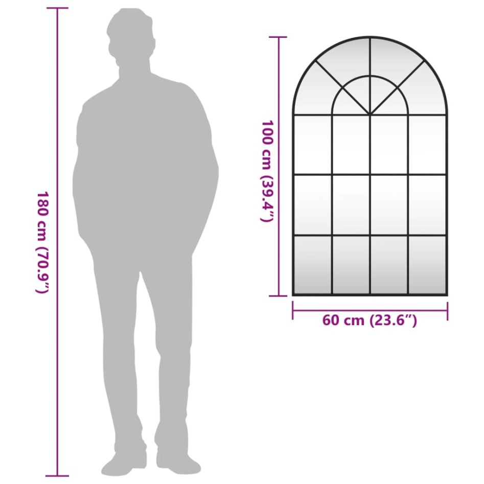 Espejo de pared arco de hierro negro 60x100