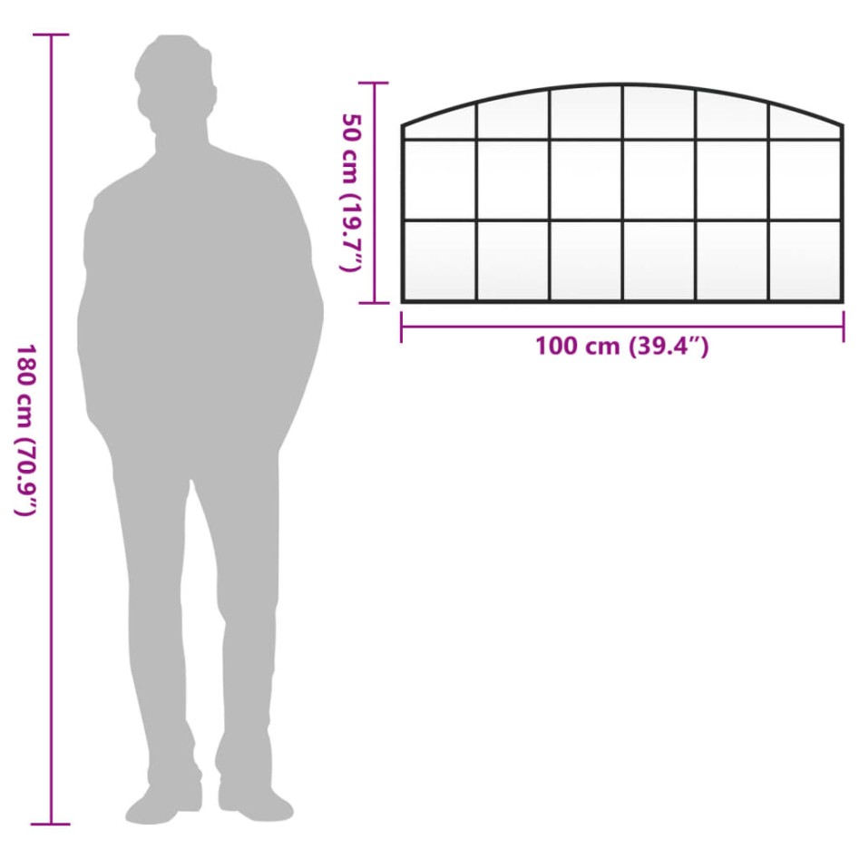 Espejo de pared arco de hierro negro 100x50