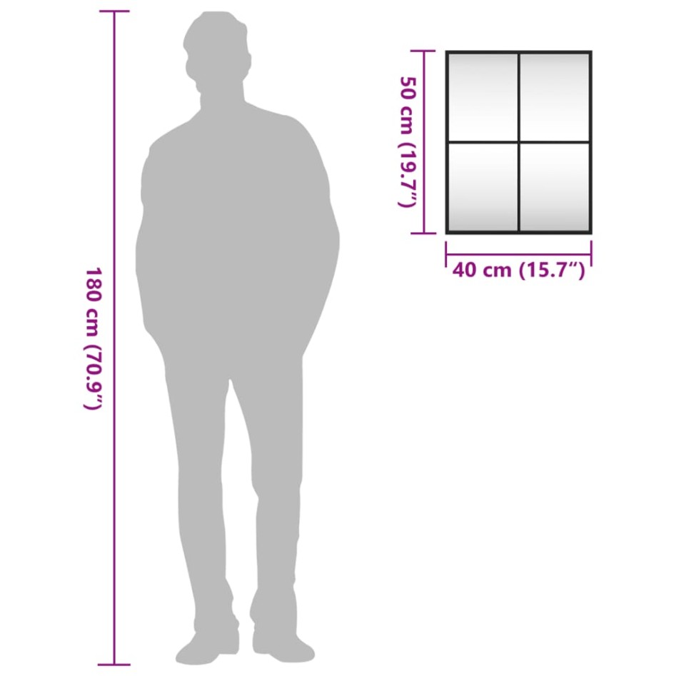 Espejo de pared rectangular de hierro negro 40x50