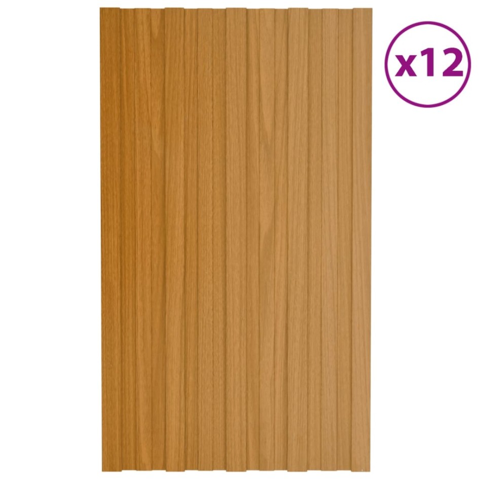 Panel de tejado acero galvanizado color madera 12 uds 80x45