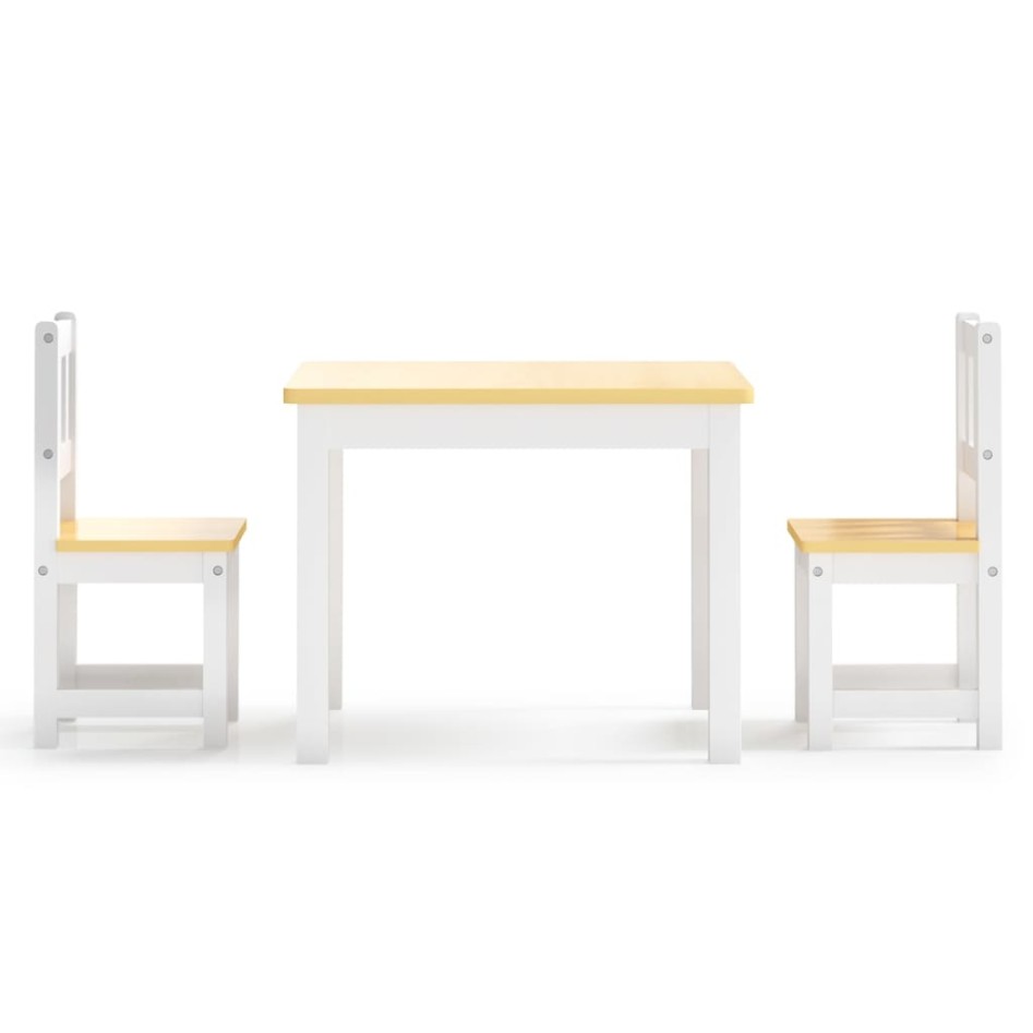 Mesa y silla infantil 3 pzas MDF blanco y