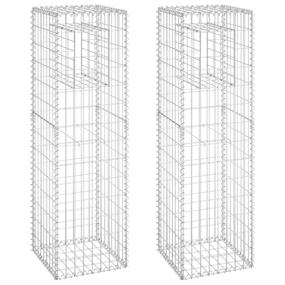 Cestas postes de gaviones 2 unidades hierro 40x40x140