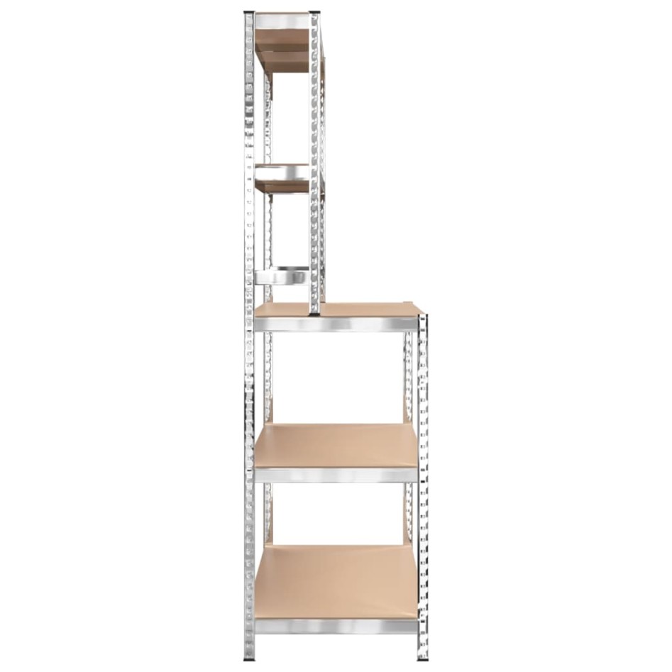 Mesa de trabajo con estantes 5 niveles madera y acero