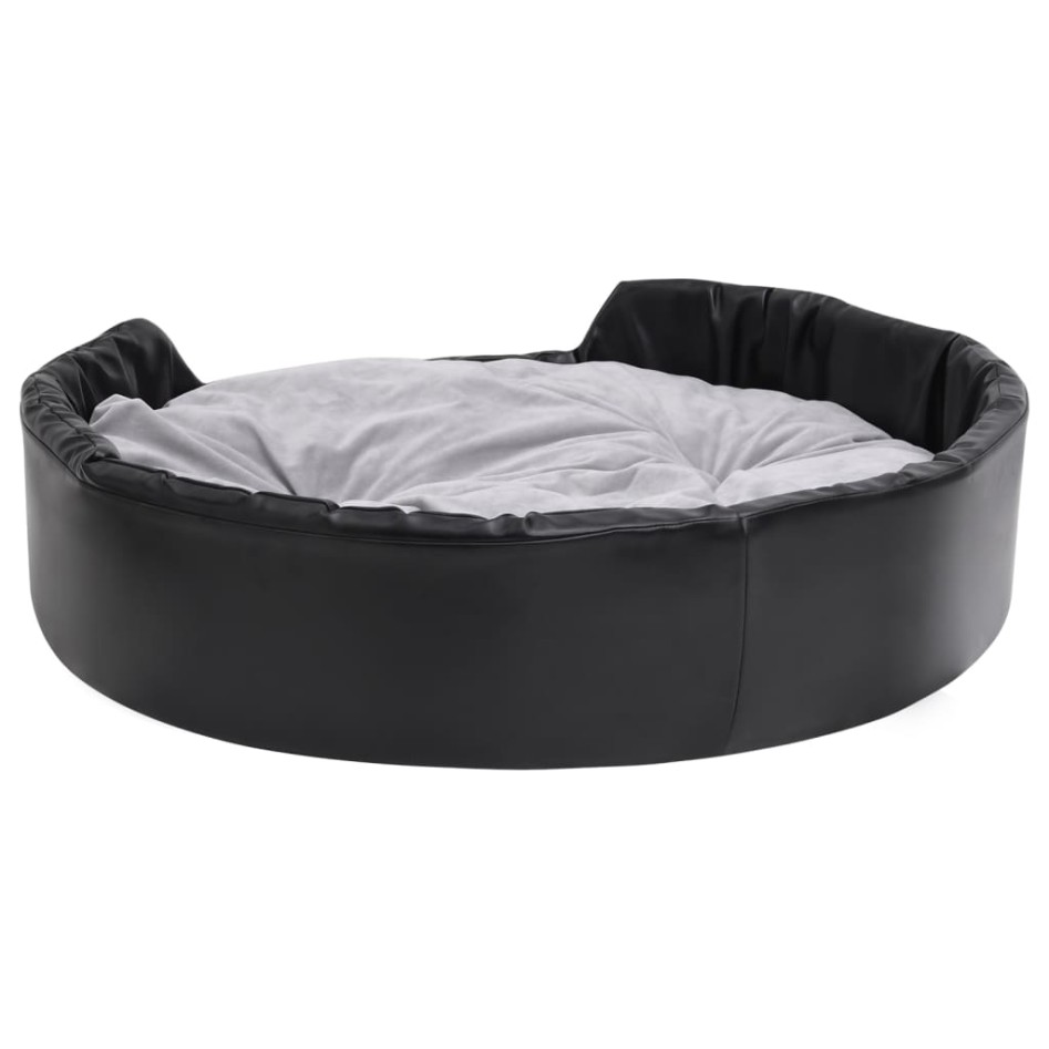 Cama para perros felpa y cuero sintético negro gris 99x89x21
