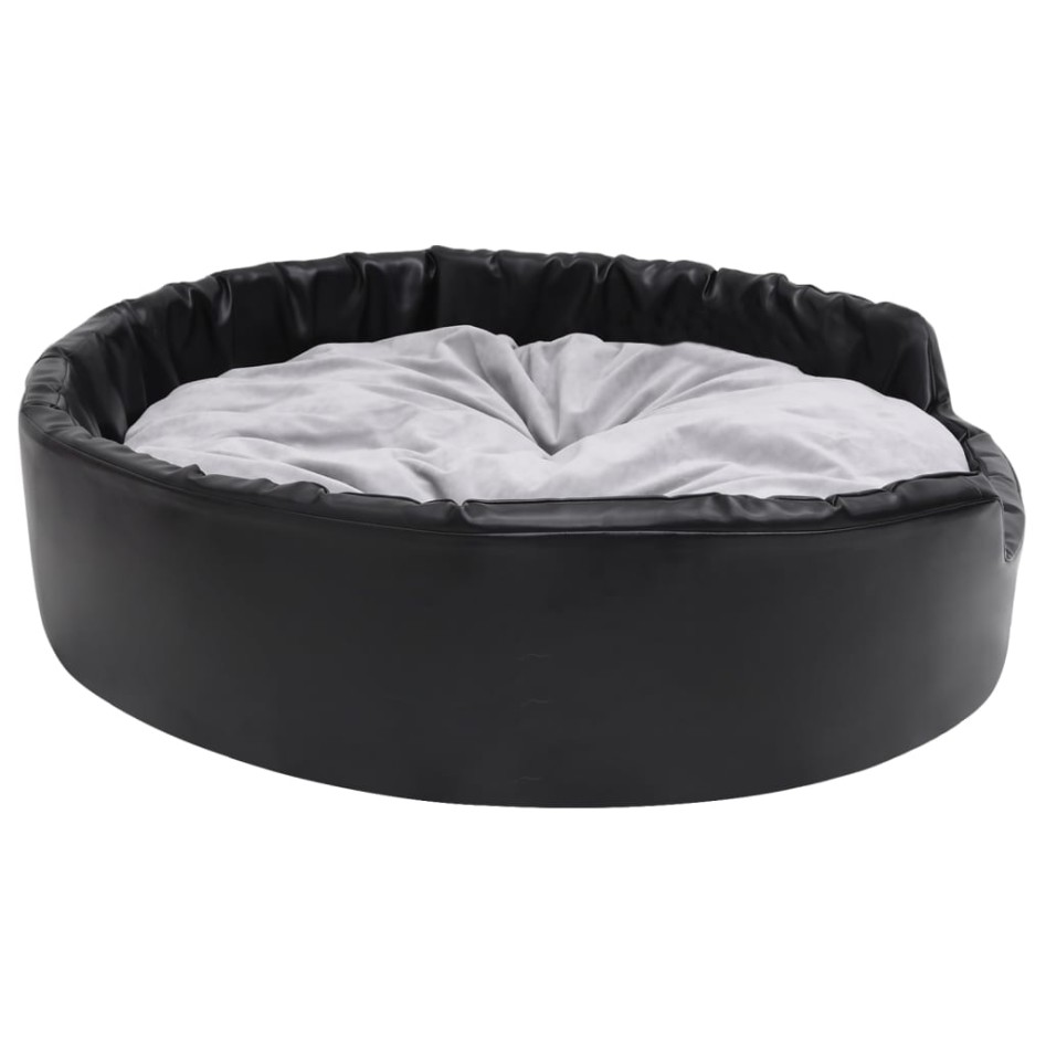 Cama para perros felpa y cuero sintético negro gris 99x89x21