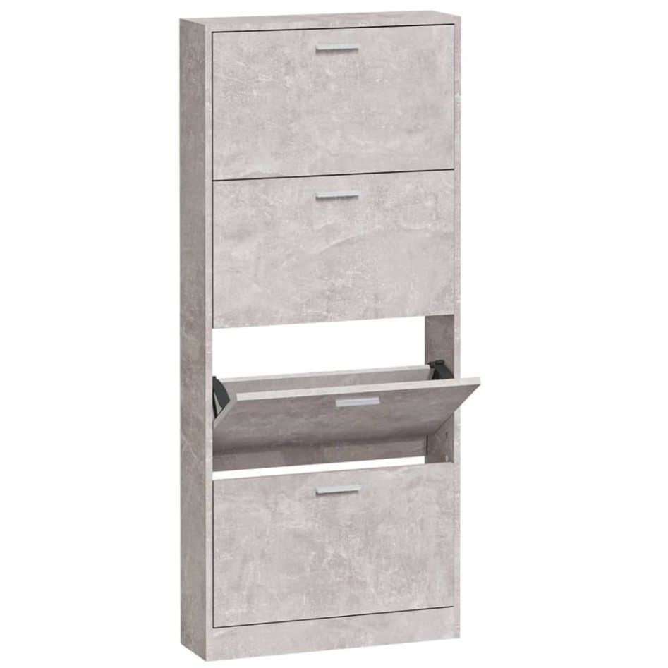 Mueble zapatero madera contrachapada gris hormigón 59x17x150