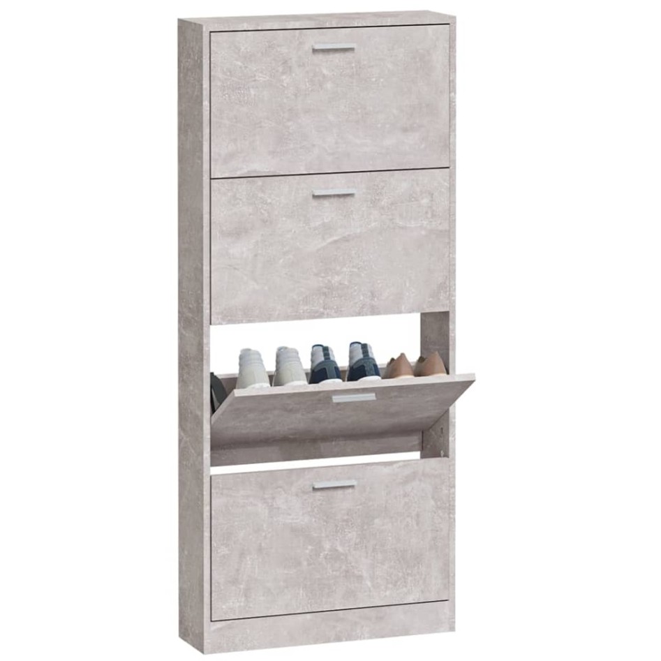 Mueble zapatero madera contrachapada gris hormigón 59x17x150