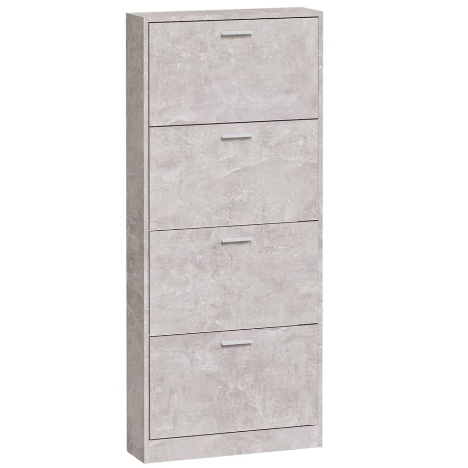 Mueble zapatero madera contrachapada gris hormigón 59x17x150