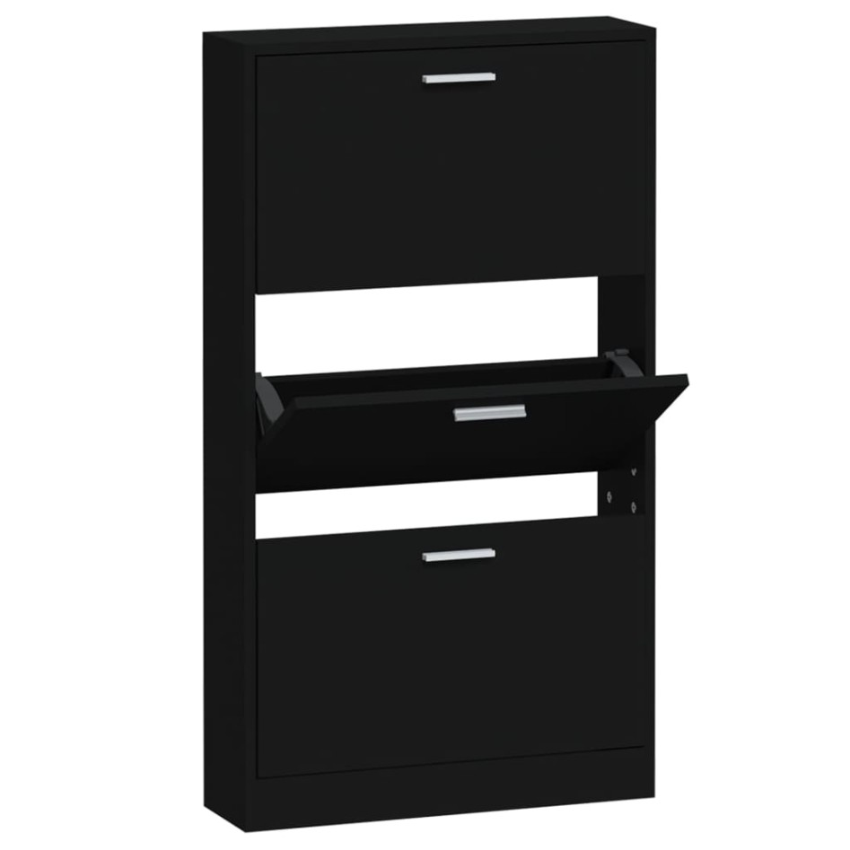 Mueble zapatero madera contrachapada negro 59x17x108