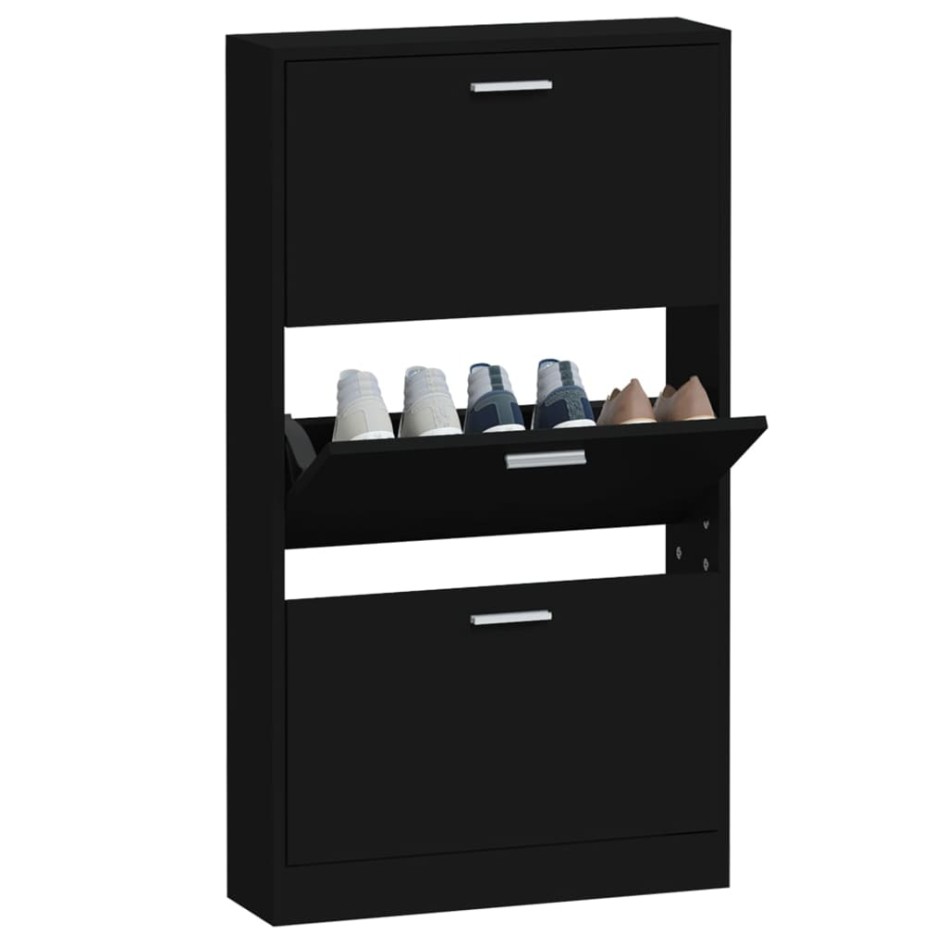 Mueble zapatero madera contrachapada negro 59x17x108