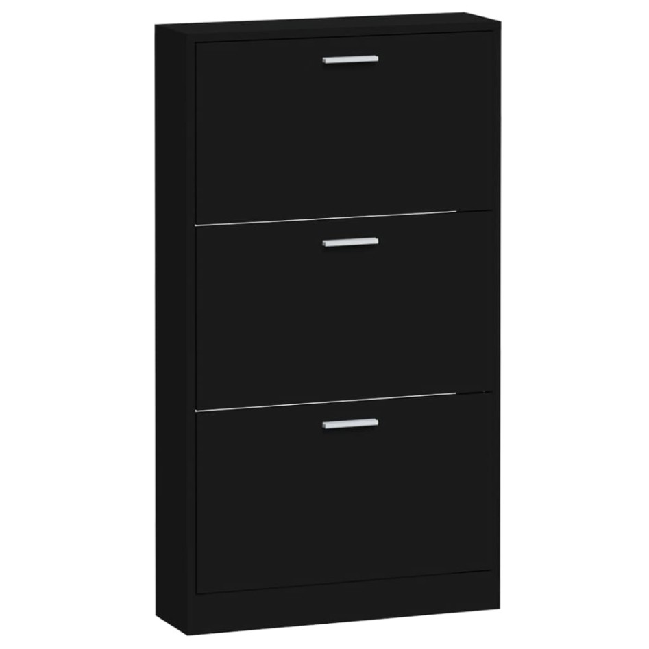 Mueble zapatero madera contrachapada negro 59x17x108