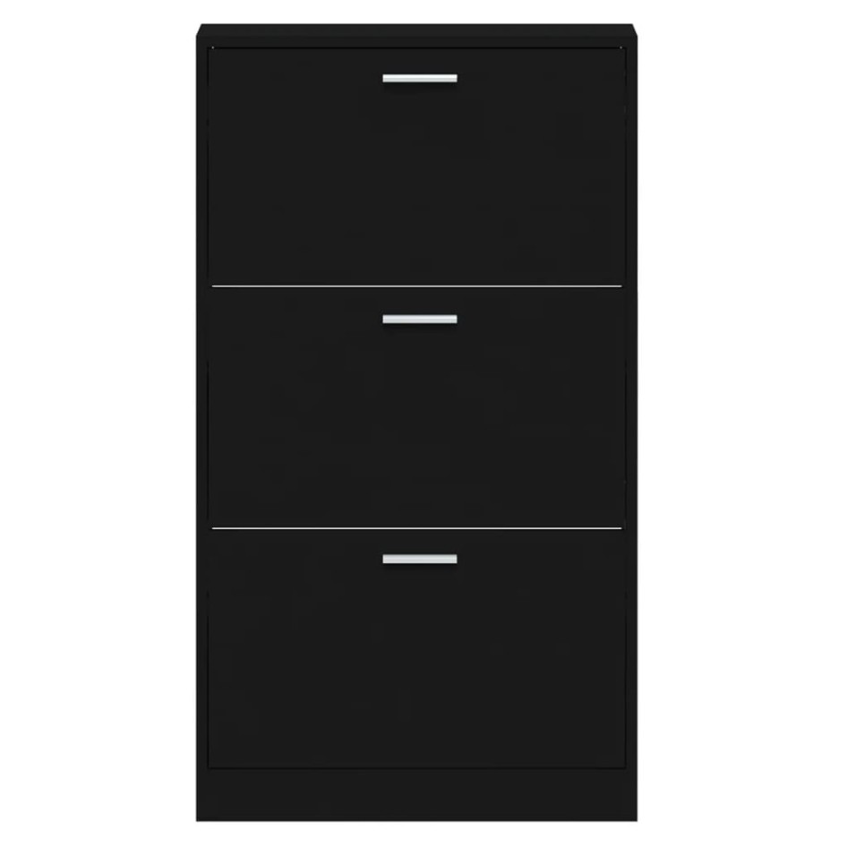 Mueble zapatero madera contrachapada negro 59x17x108