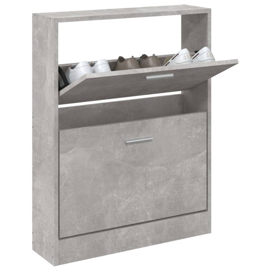 Mueble zapatero madera contrachapada gris hormigón 59x17x81