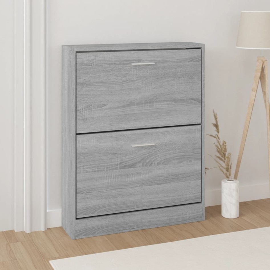 Mueble zapatero madera contrachapada gris Sonoma 59x17x81
