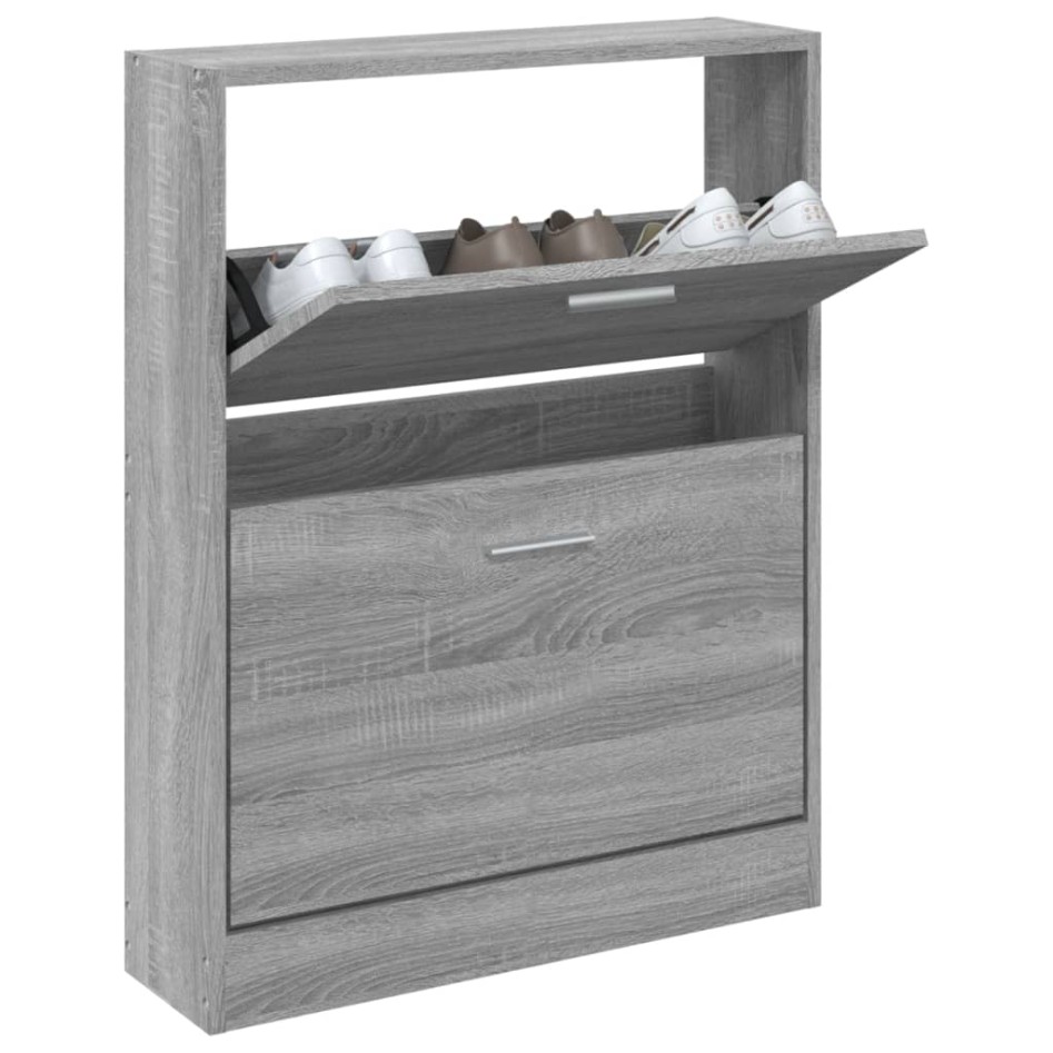 Mueble zapatero madera contrachapada gris Sonoma 59x17x81