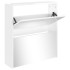 Mueble zapatero con espejo 2 niveles blanco brillo 63x17x67