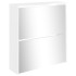 Mueble zapatero con espejo 2 niveles blanco brillo 63x17x67