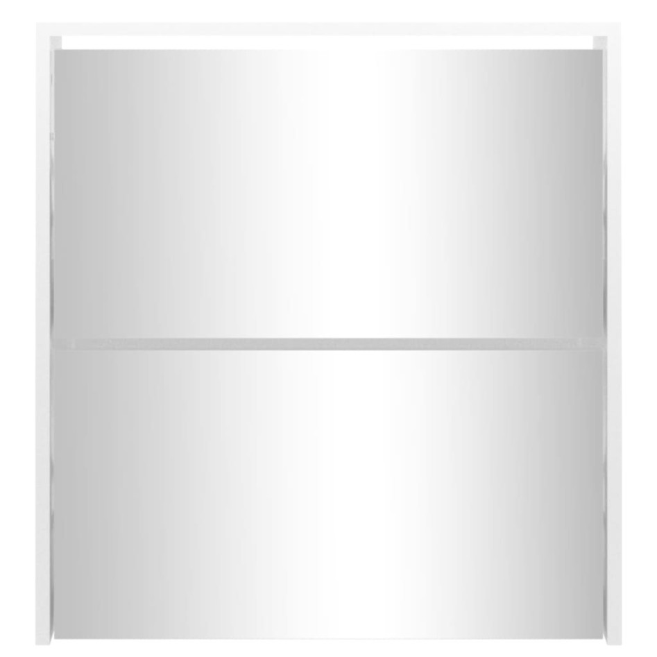 Mueble zapatero con espejo 2 niveles blanco brillo 63x17x67