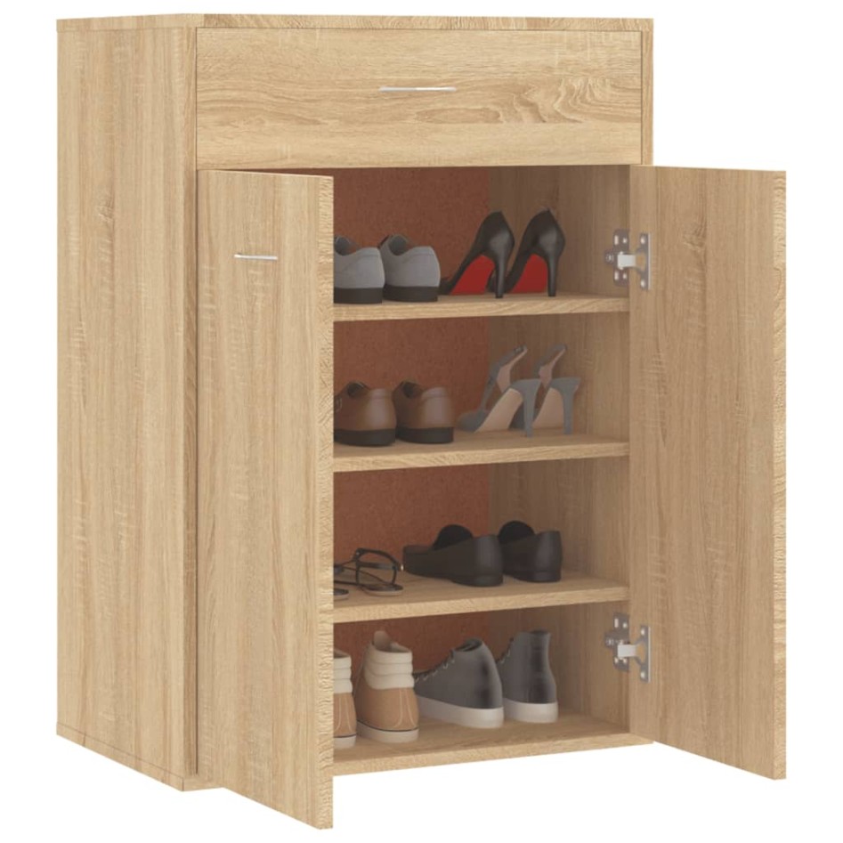 Mueble zapatero de madera contrachapada color roble