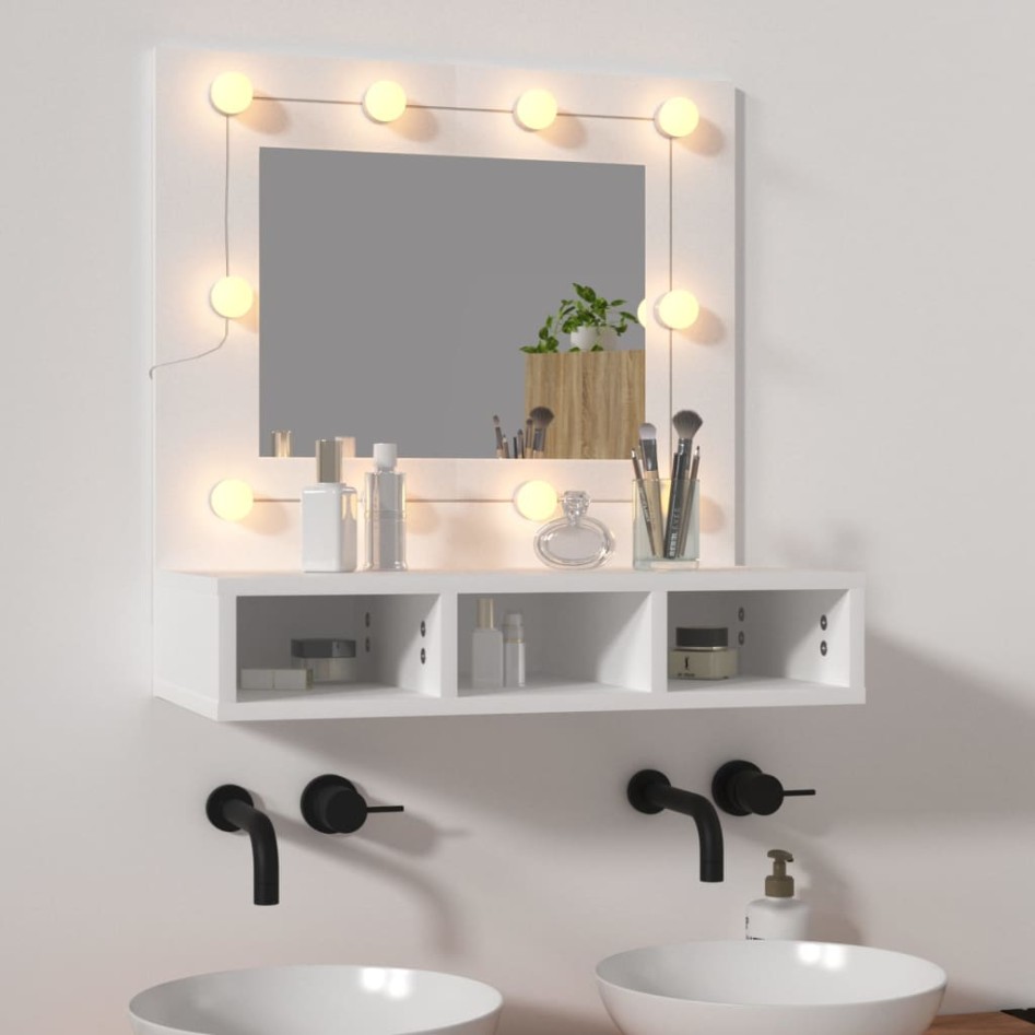 Mueble con espejo y luces LED blanco 60x31,5x62