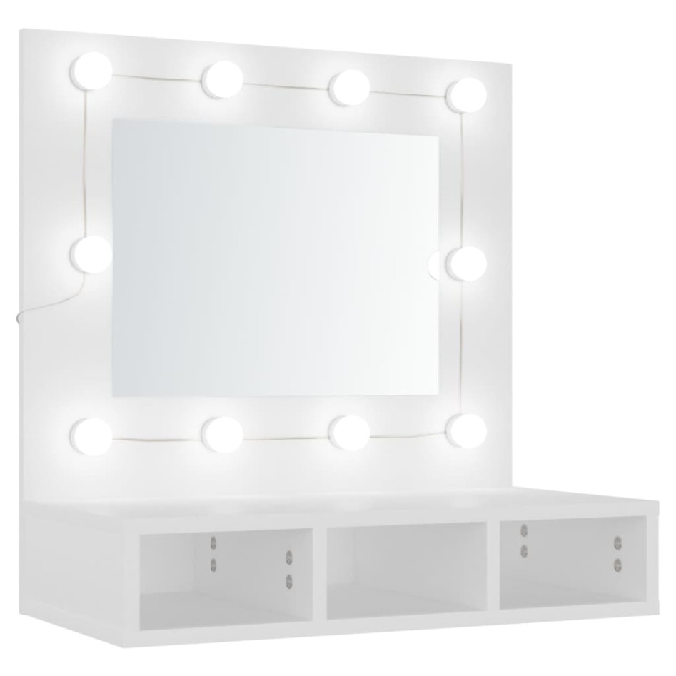 Mueble con espejo y luces LED blanco 60x31,5x62