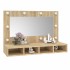 Mueble con espejo y luces LED color roble Sonoma 90x31,5x62