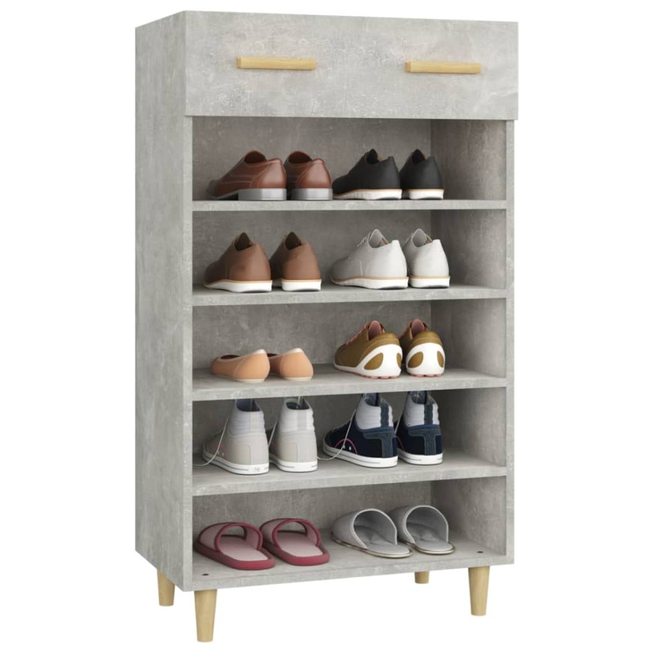Mueble zapatero madera contrachapada gris hormigón 60x35x105