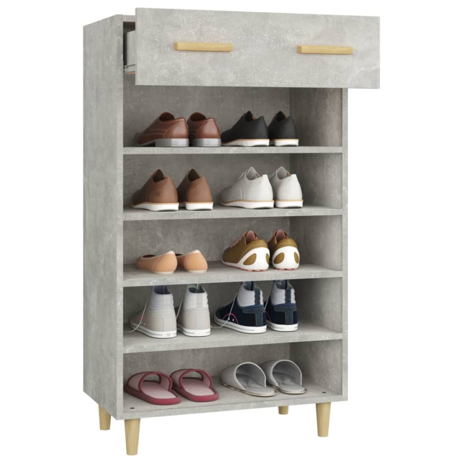 Mueble zapatero madera contrachapada gris hormigón 60x35x105