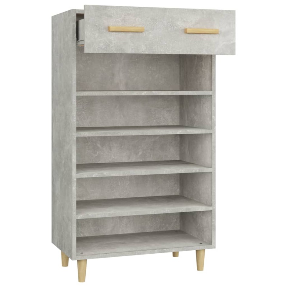 Mueble zapatero madera contrachapada gris hormigón 60x35x105