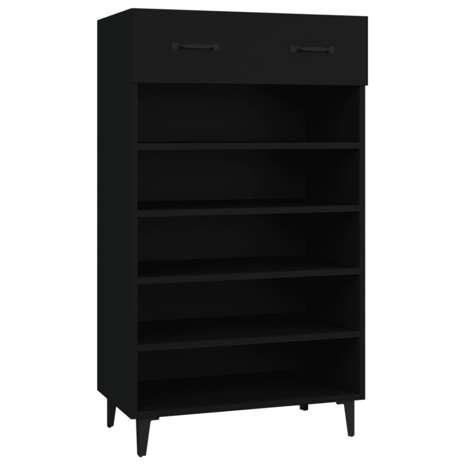 Mueble zapatero de madera contrachapada negro 60x35x105