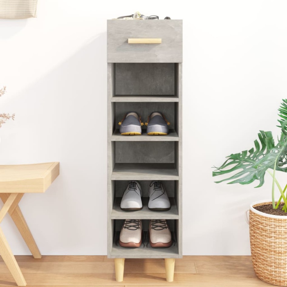 Mueble zapatero madera contrachapada gris hormigón 30x35x105