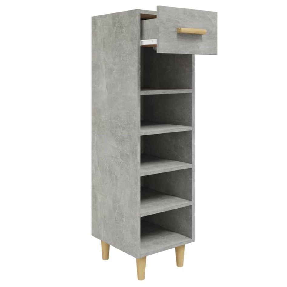 Mueble zapatero madera contrachapada gris hormigón 30x35x105