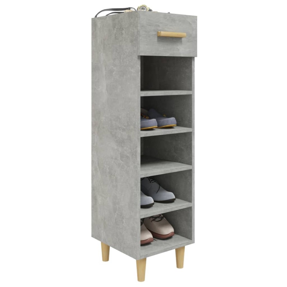 Mueble zapatero madera contrachapada gris hormigón 30x35x105