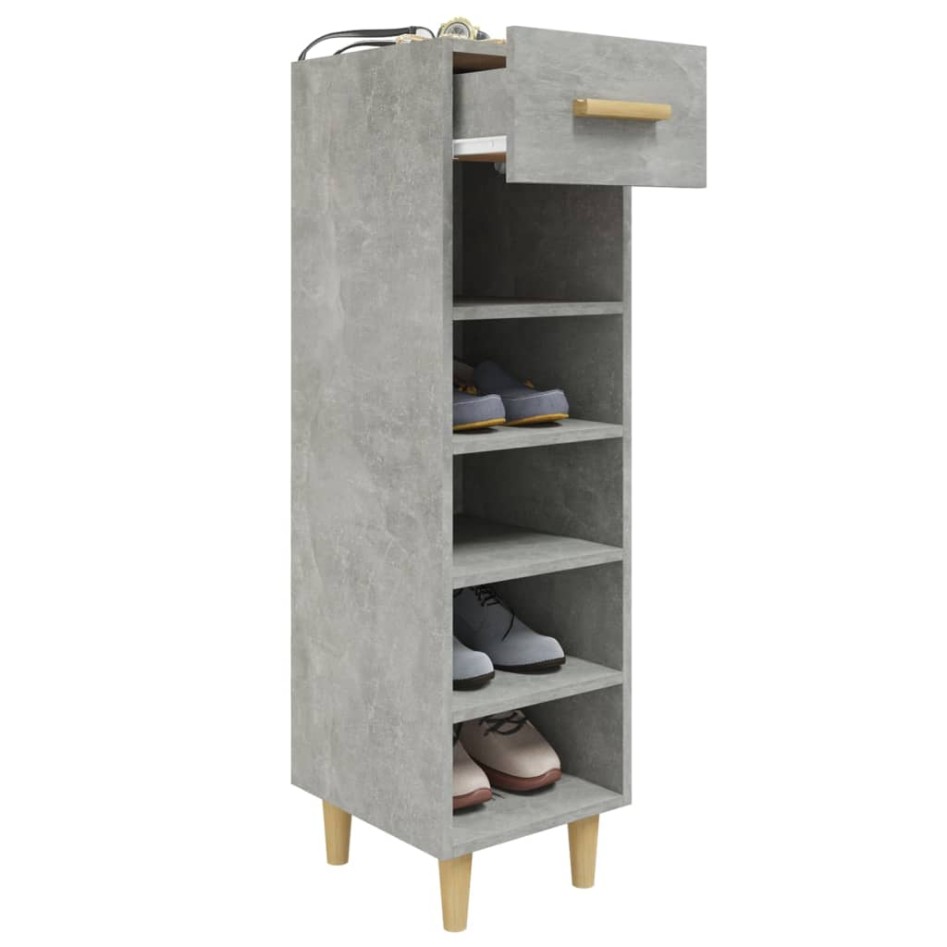 Mueble zapatero madera contrachapada gris hormigón 30x35x105