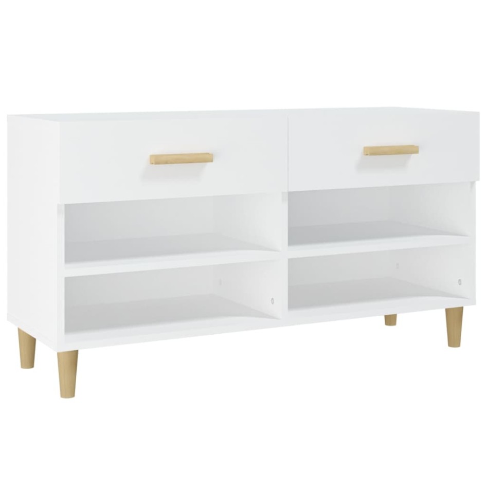 Mueble zapatero de madera contrachapada blanco 102x35x55