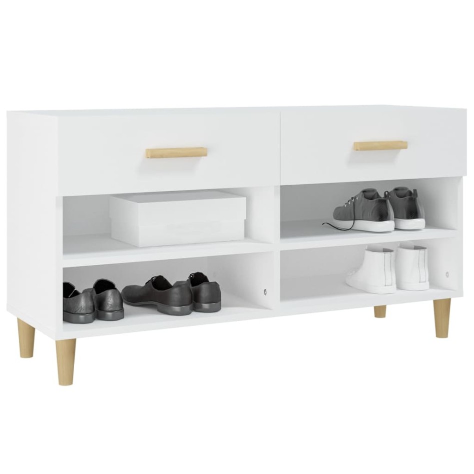 Mueble zapatero de madera contrachapada blanco 102x35x55