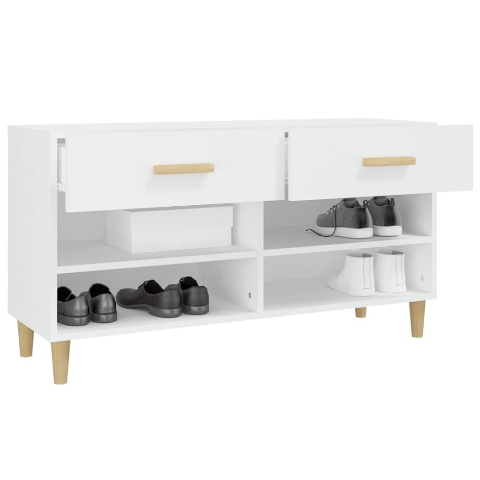 Mueble zapatero de madera contrachapada blanco 102x35x55