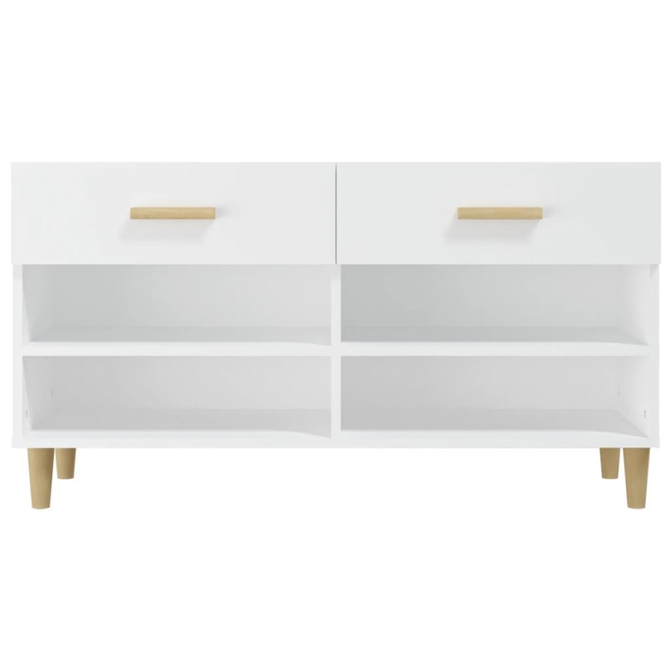 Mueble zapatero de madera contrachapada blanco 102x35x55