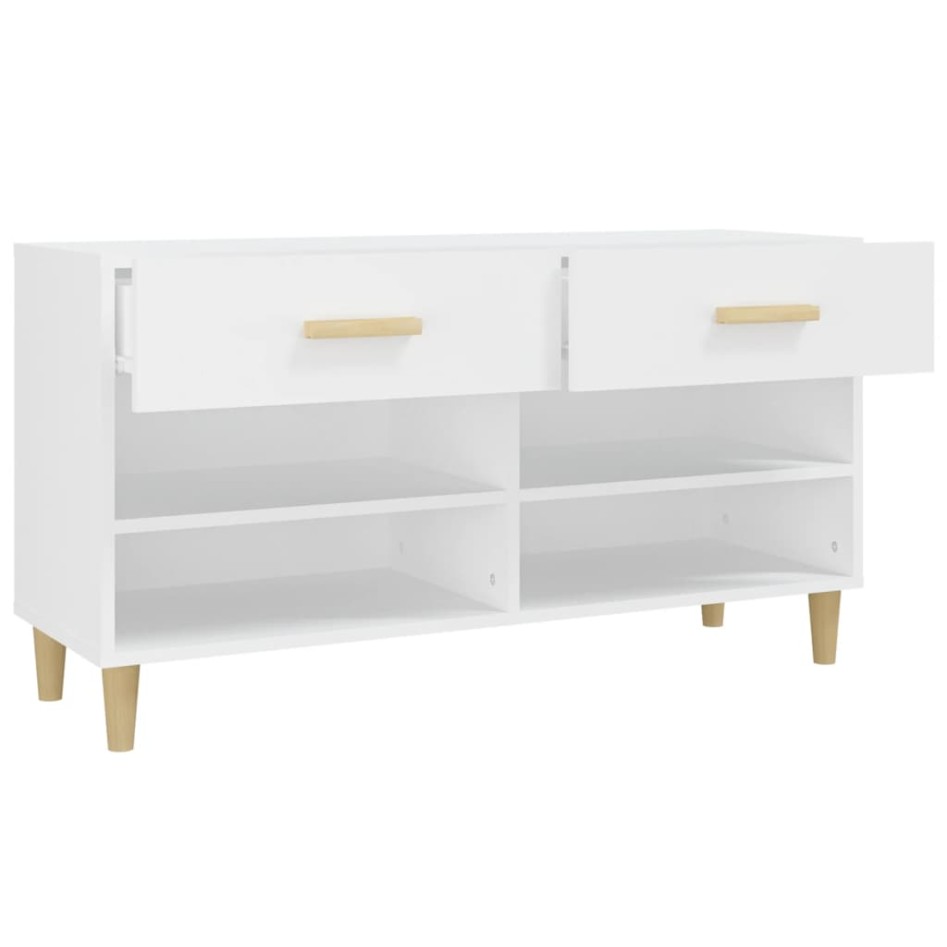 Mueble zapatero de madera contrachapada blanco 102x35x55