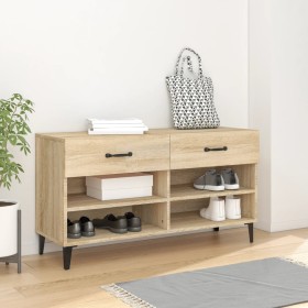 Mueble zapatero madera contrachapada roble Sonoma 102x35x55