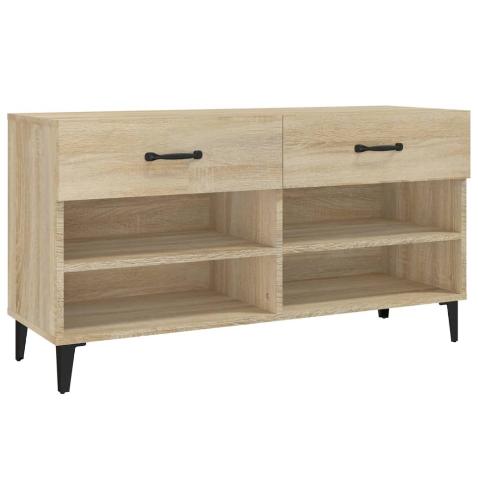 Mueble zapatero madera contrachapada roble Sonoma 102x35x55