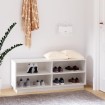 Armario zapatero de madera maciza de pino blanco 110x34x45 cm